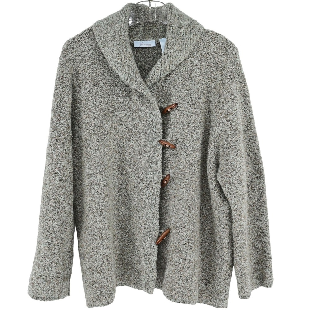 2X JH Collectibles Textured Bouclé Knit Toggle Cardigan Cozy Oversized Sweater